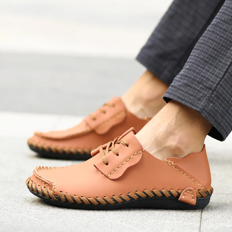 

HEINRICH Big Size Men Shoes Leather Mokasin Kasual For Men Handmade Casual Shoes Men Tenis Masculino Adulto Chaussure Ete Homme