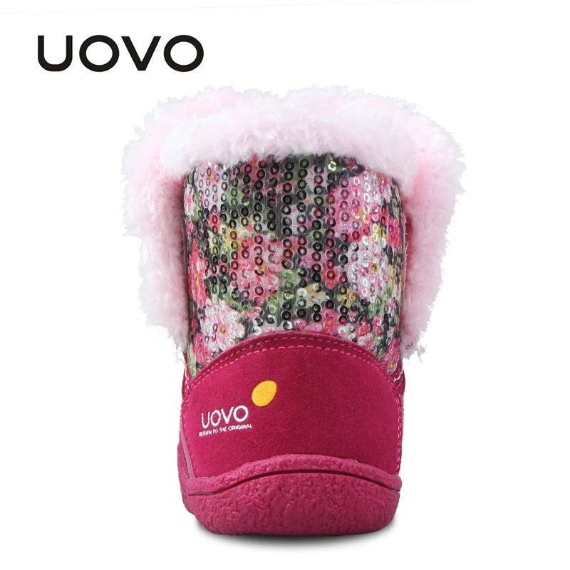 UOVO/ботинки для девочек; коллекция года; зимние ботинки; детская модная обувь; резиновые зимние ботинки для маленьких девочек; детская обувь; Размер 23#-30