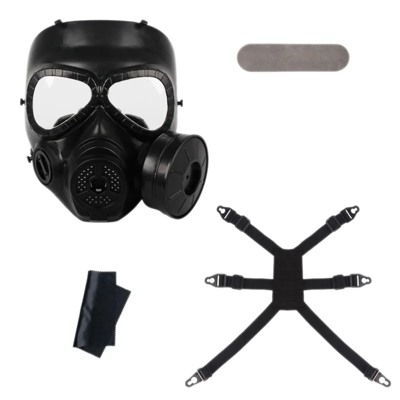 Outdoor Sport Helmet Double Filter Gas Mask CS Tactical Army Perspiration Face Guard Mask With Fan Protect Helmet ST