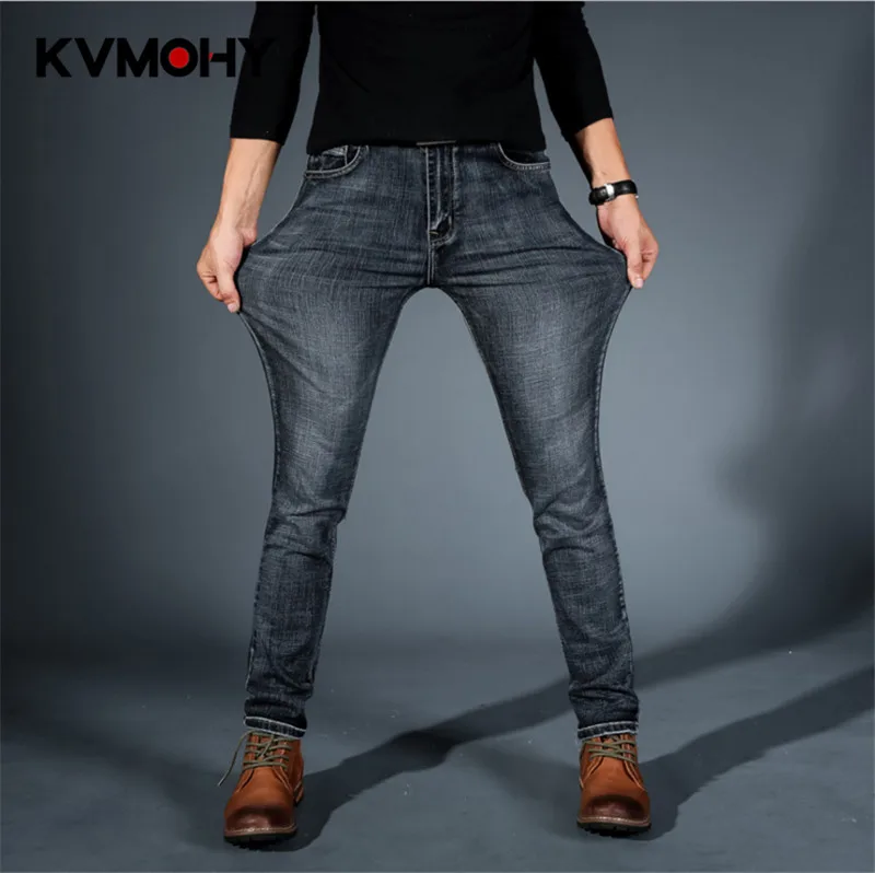 

Jeans For Men Stretch Mid Waist Blue Black Jean Fashion Stripe Straight Pants Plus Size Classic Pantalon Homme Jean