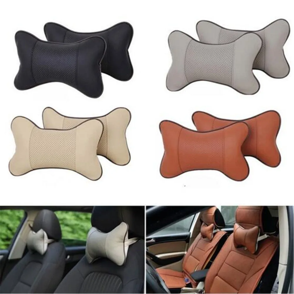 

Travel Car Auto Seat Head Neck Rest Breathable Leather Cushion Neck Safety Pad Head Rest Bone Pillow Automotive Leather Pillow