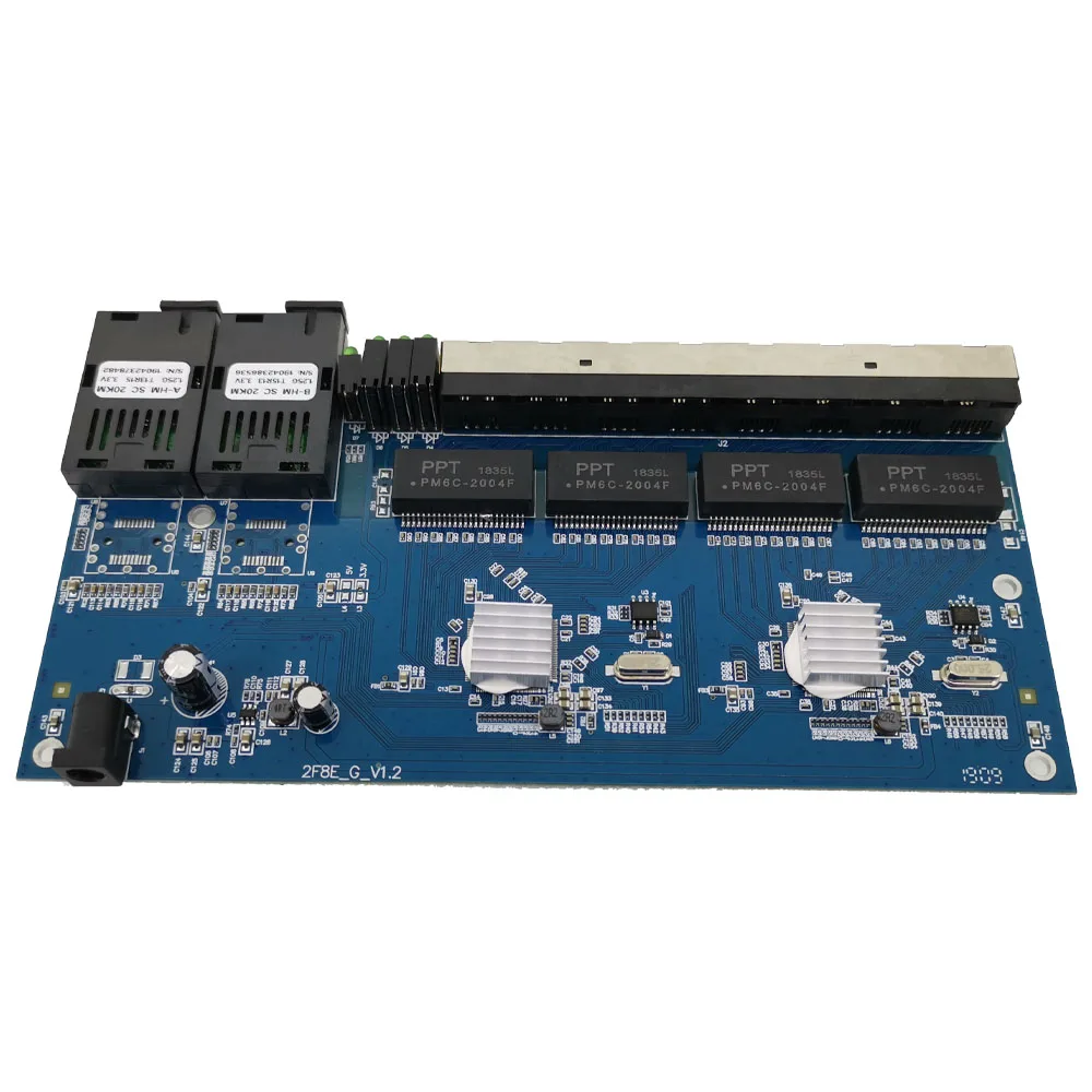 2G8E 8UTP RJ45 Gigabit Ethernet коммутатор 2*1 25G Волоконно порт разъем SC 8*10/100/1000 м PCBA плата