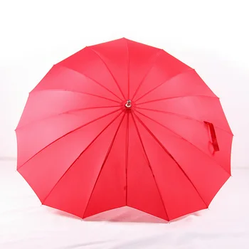 

1pcs red heart shape 16 ribs peach Folding Sunny and Rainy Umbrella for women wedding party