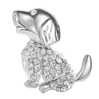 Rinhoo прекрасные хрустальные стразы, брошь в виде собаки, булавки, броши в виде животных для женщин, ювелирные изделия, брошь из нержавеющей стали, аксессуары для счастливой собаки - изображение