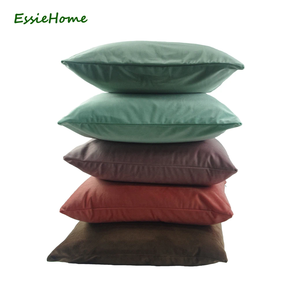 

ESSIE HOME High End Velvet Cushion Cover Pillow Case Dusty Pastel Color Collection Cotton Matte Velvet Red Lumber Pillow Case