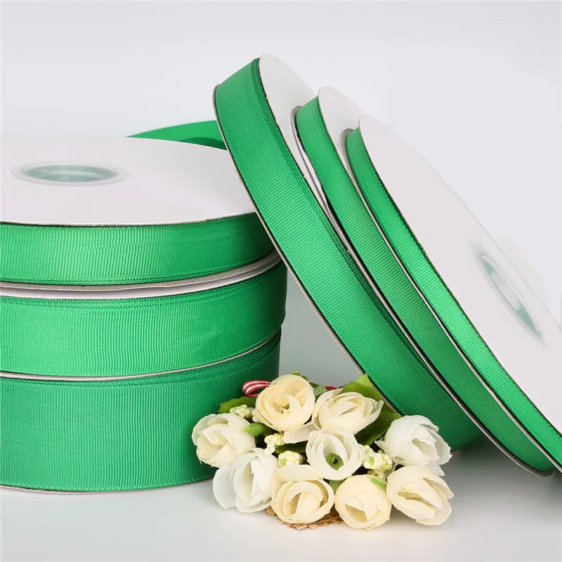 

7-25mm 5yards Green Gift Packing Grosgrain Ribbon for Wedding Party Decoration DIY Handmade Crafts Garment Materials