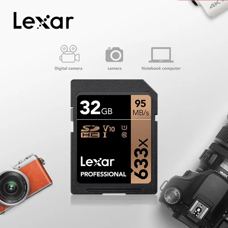 Lexar sd-карта высокой емкости 633x 32 Гб 64 Гб 128 ГБ 256 ГБ 512 Гб карта памяти USH-1 U3 высокая скорость