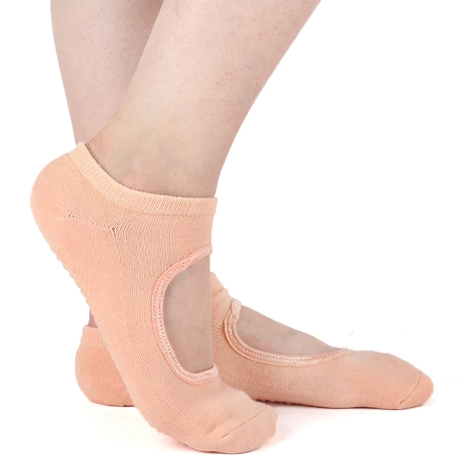 Нескользящие носки для йоги для женщин, дышащие женские спортивные носки с открытой спиной для пилатеса, балета, танцев