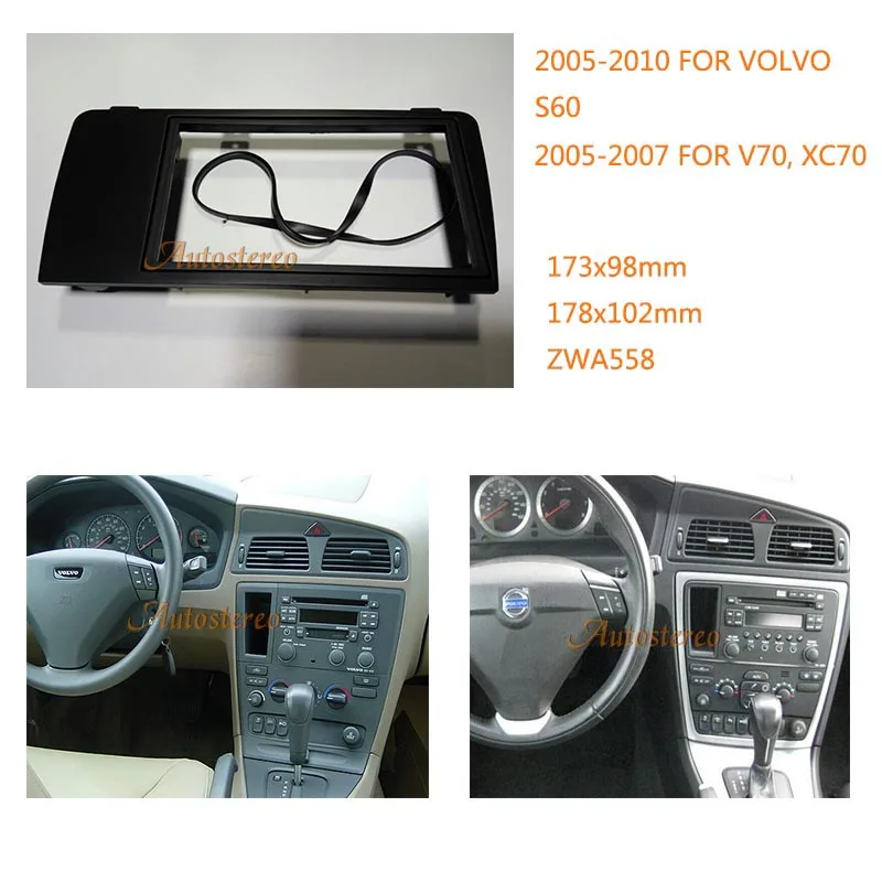 Два din DVD рамка автомобиля радио фасции Для VOLVO S60 2005-2010; V70, XC70 2005-2007 dash Mount Kit Adapter Trim ZW11-558
