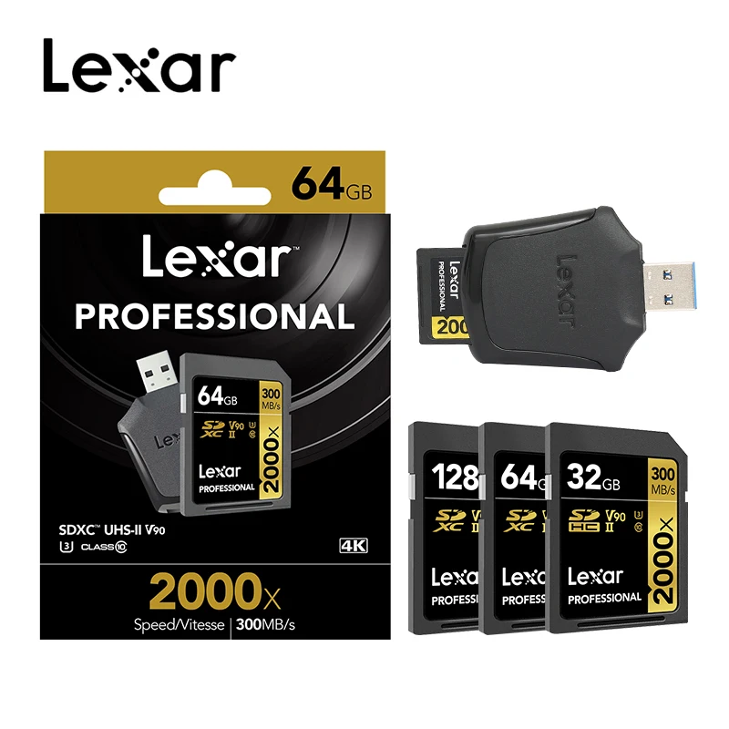 Lexar 256 GB 128 GB SD карты 1000x UHS-II U3 SDHC SDXC 32 GB карта памяти 64 GB sd-карта 150 МБ/с. Class10 картао де memoria