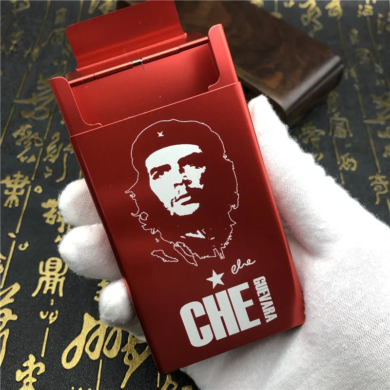 DIY Che Guevara портсигар чехол Металл с лазерной гравировкой сигаретные коробки мужские карманные курительные автоматические коробки красный черный золотой синий