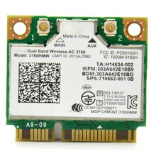 Для Intel 3160ac 433 Мбит/с 802.11ac Mini PCI Express WiFi беспроводной адаптер PCi-e WLAN карта+ Bluetooth 4,0 для Asus/Dell/acer/sony