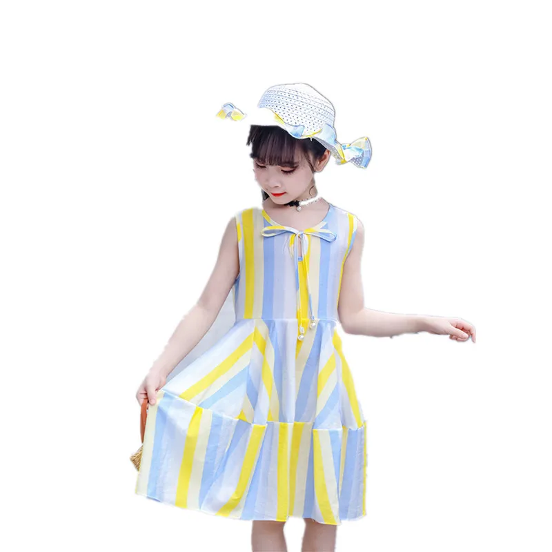 

Summer Baby Girls Beach Dress Child Print Striped Princess Perform Lovely Party Weeding Dress Kid School Dress For Girls