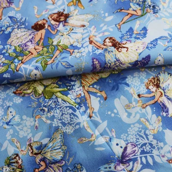 

cartoon cotton fabric kids angel gold bronzing textile quality 100cm*110cm