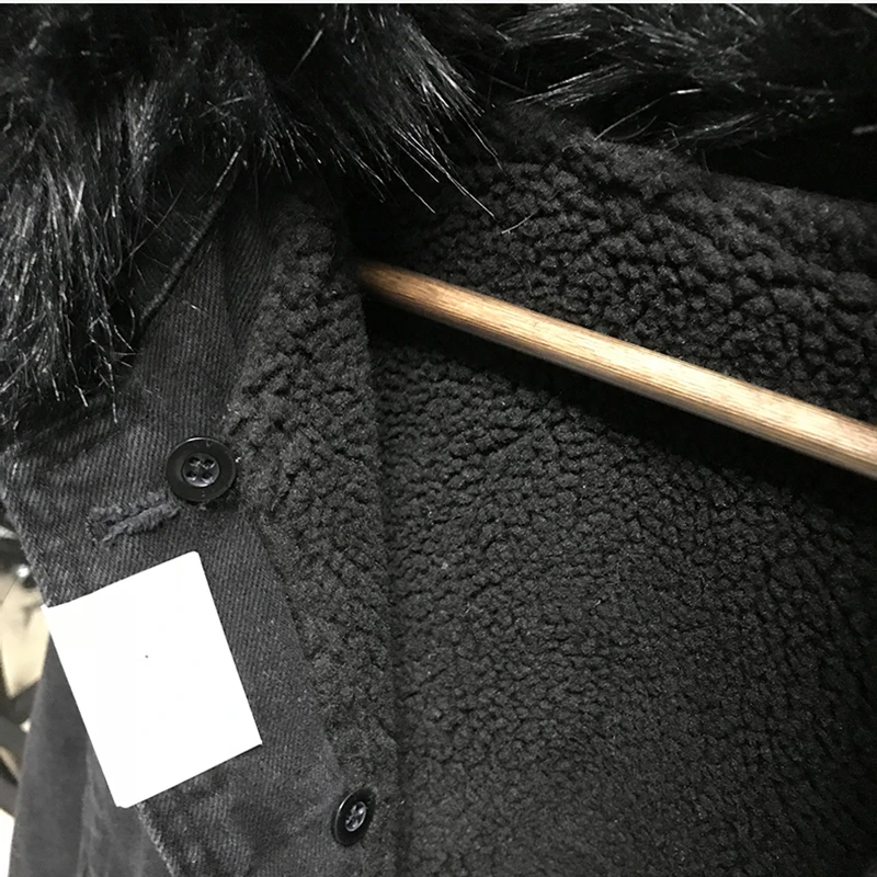 Ideal  Autumn Winter Big Fur Collar Denim Jacket Women Thick Warm Lambswool Jeans Jacket Fashion Large siz