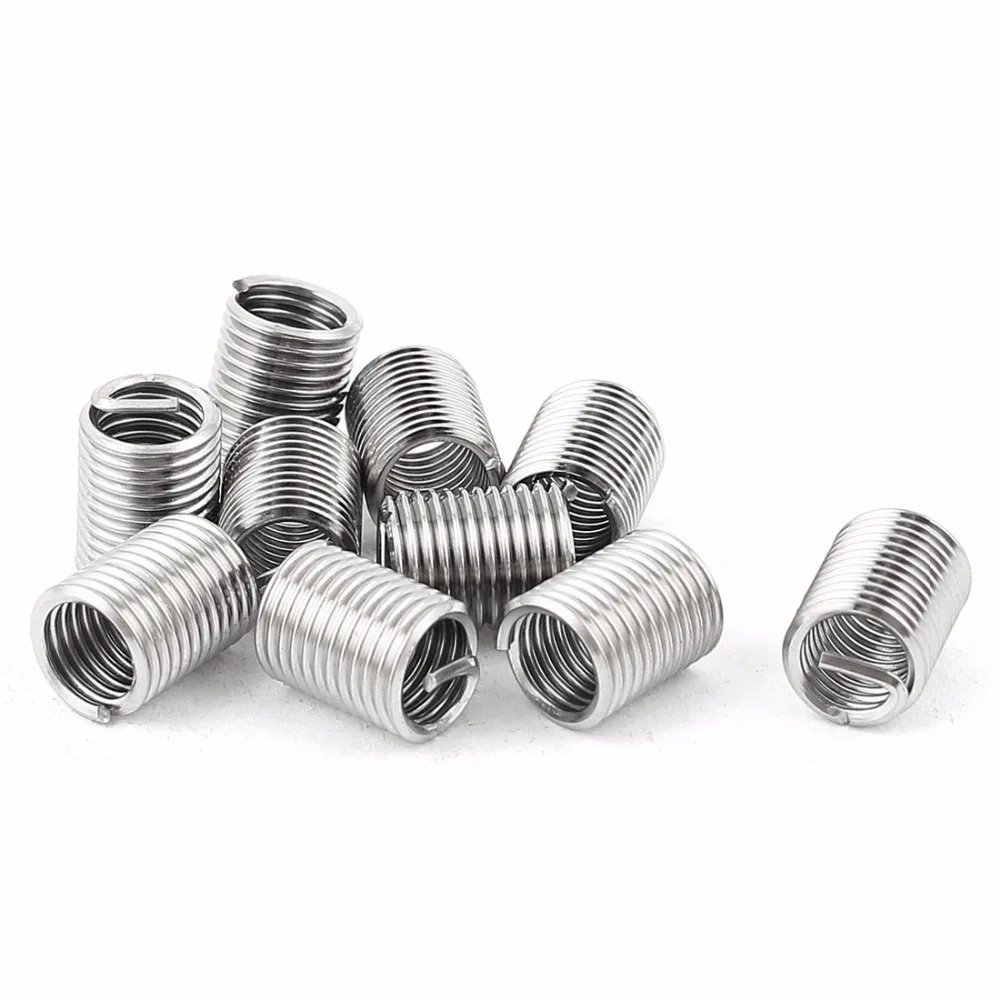 

UXCELL High Quality 10Pcs/lot M6 x 1mm x 2.5D Wire Thread Repair Inserts 304 Stainless Steel Helicoil Silver Tone