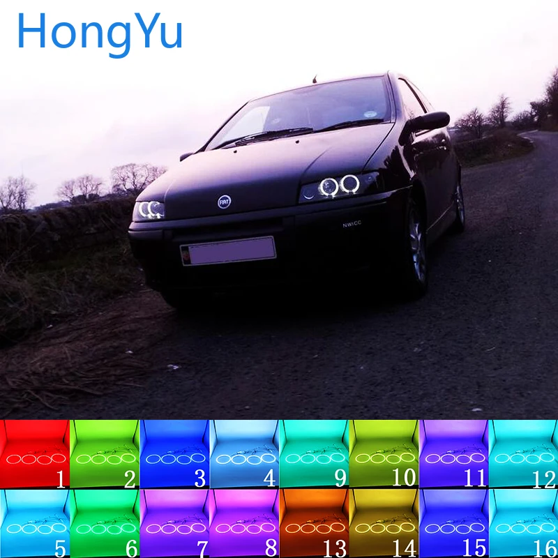 

Latest Headlight Multi-color RGB LED Angel Eyes Halo Ring Eye DRL RF Remote Control for Fiat PUNTO mk2 1999-2010 Accessories