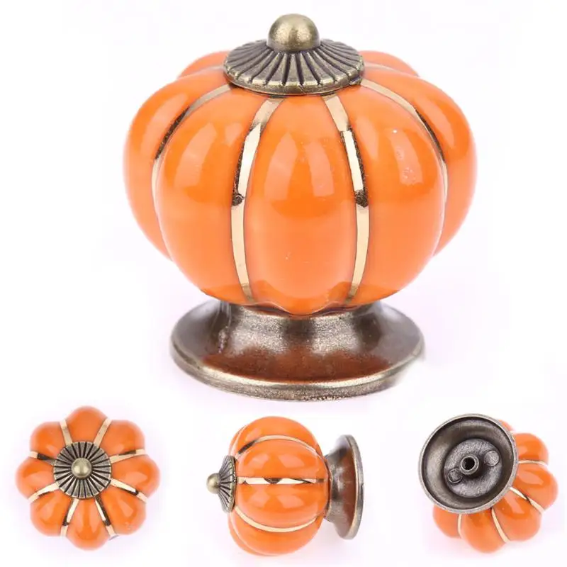 

Vintage Pumpkin Handles for Furniture Ceramic Door Knobs Cabinet Knobs and Handles for Door Pull Halloween Decorations