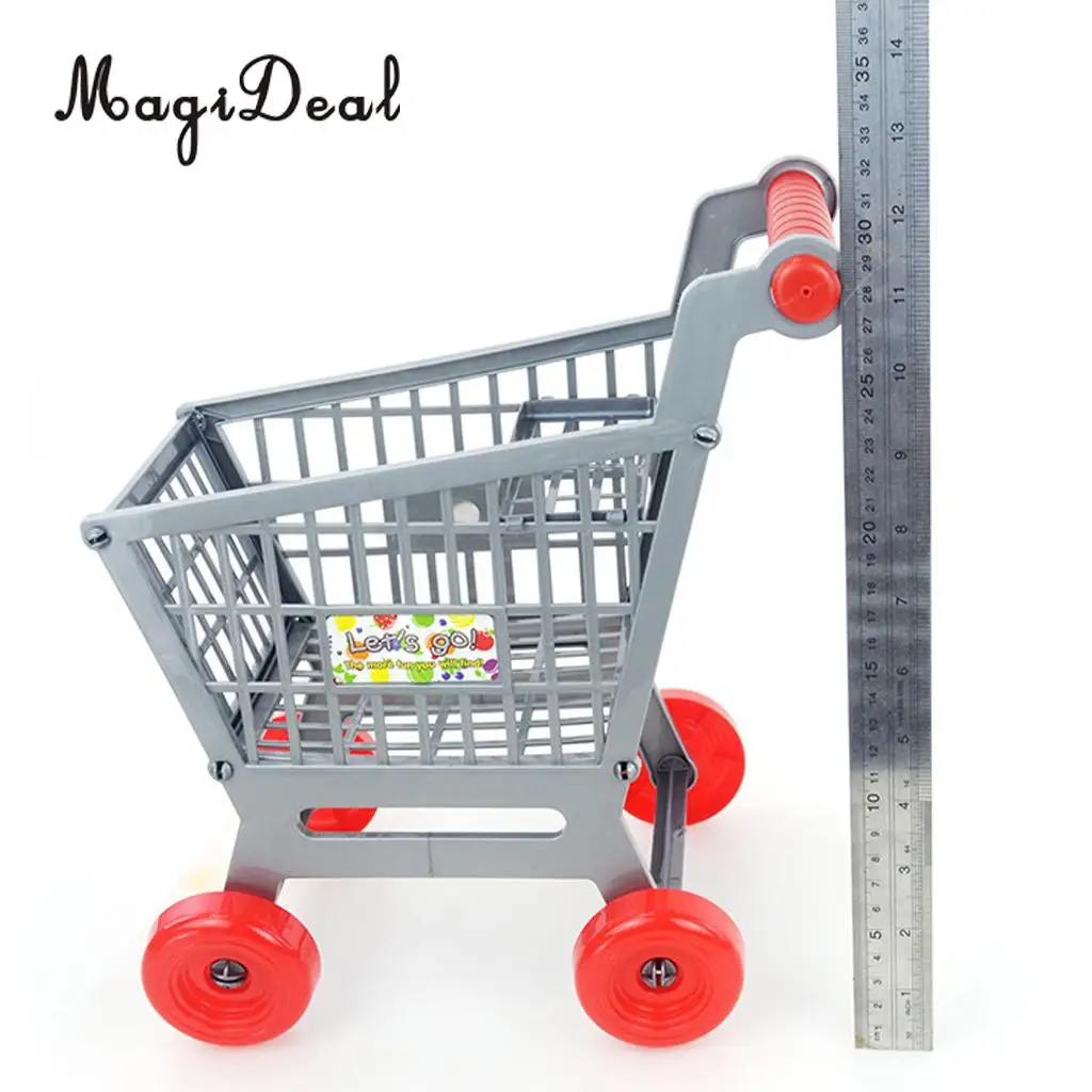 MagiDeal Simulation Miniature Supermarket Shopping Hand Trolley Cart for Kids Children Role Play Game Toy Dollhouse Acc Gray