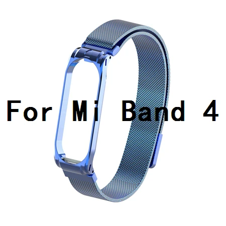 Магнитный металлический ремешок mi Band 3 для mi Band 3 mi lanese Loop, браслет из нержавеющей стали, ремешок для Xiaomi mi Band 4, сменный - Цвет: Blue For Mi 4