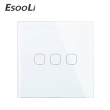 EU/UK standard 1 Gang 1Way Touch Switch White Crystal Glass Panel Touch Switch, AC220V Light Wall Touch Screen Switch Only Touch