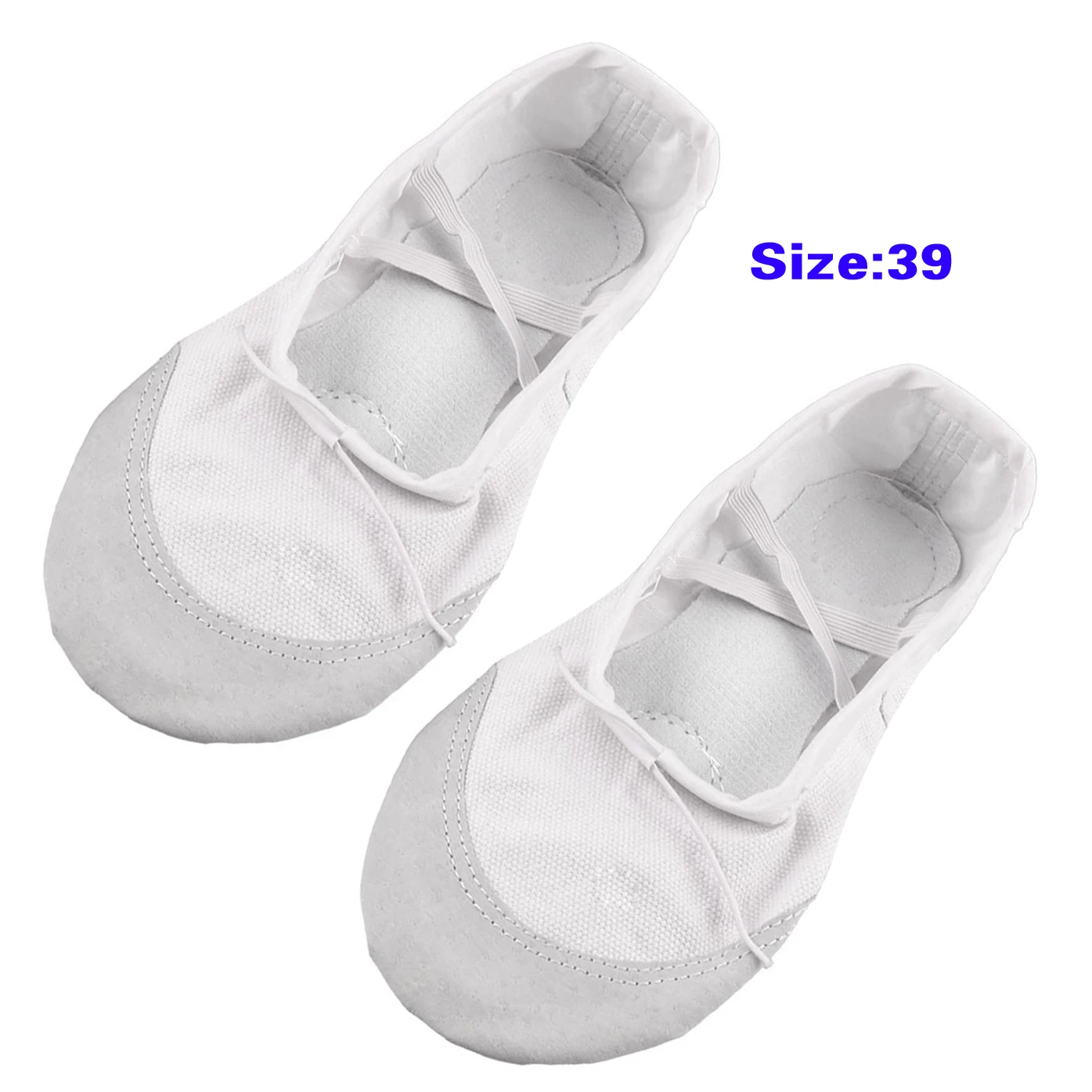 Buy gym shoes Women White Soft Canvas Stretchy Bands Flat Ballet Dancing Shoes