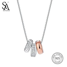 US Domestic Sale Women Rose Gold Pendant Necklace Fine Jewelry Real 925 Sterling Silver Diamond Necklaces for Women