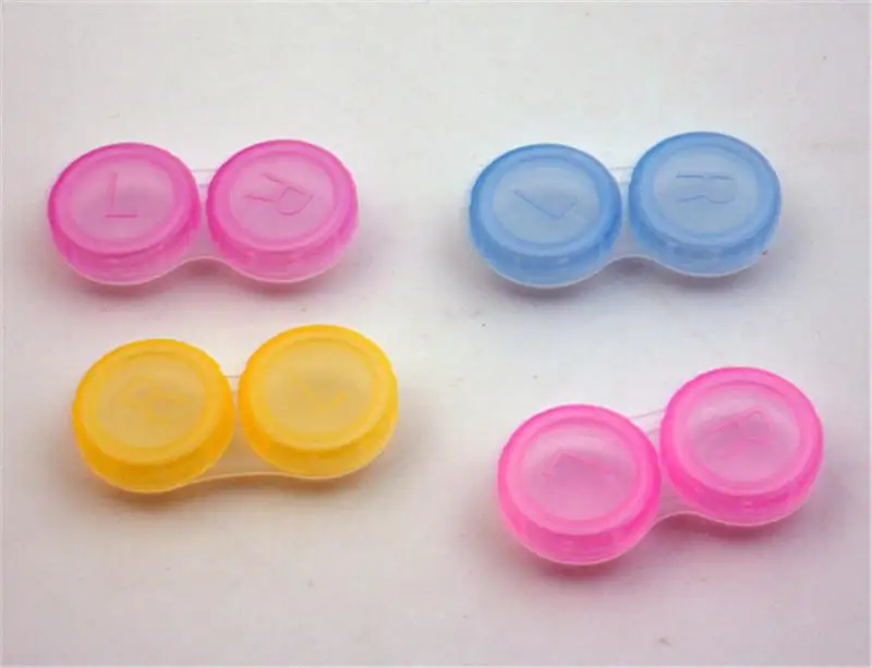 Пластиковый случайного цвета держатель коробки для контактных линз портативный маленький милый конфетный цвет контейнер для очков контактные линзы Soak Stora
