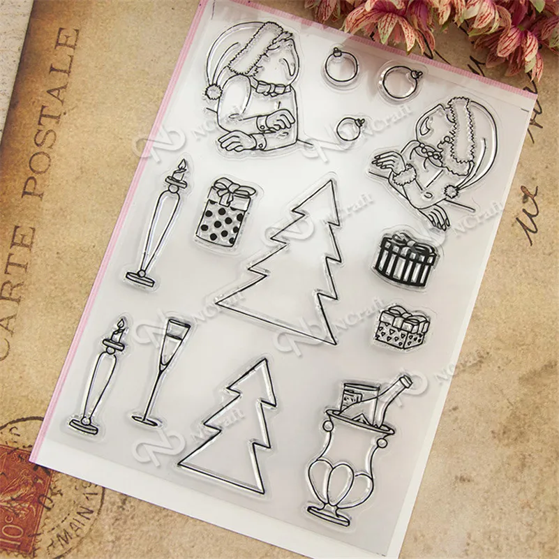 

holiday gift and candle Transparent Clear Silicone Stamps for DIY Scrapbooking Kids Christmas for Fun Decoration Supplies LIN232