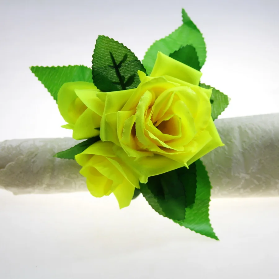 

free shipping silk flower napkin ring flower napkin holder 12 pcs qn18040301