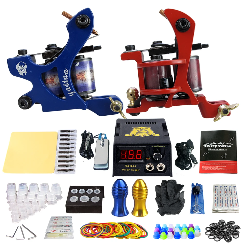 

Solong Complete Coil Tattoo Machine Kit Power Supply Foot Swich Pedal Cartridge Tattoo Part Tools Set TK202-33