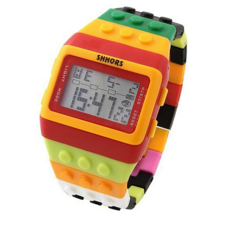 Тике Toker, светодиодный цифровой наручные часы для мальчиков девочки унисекс красочные электронные спортивные часы дети студент Просмотрам