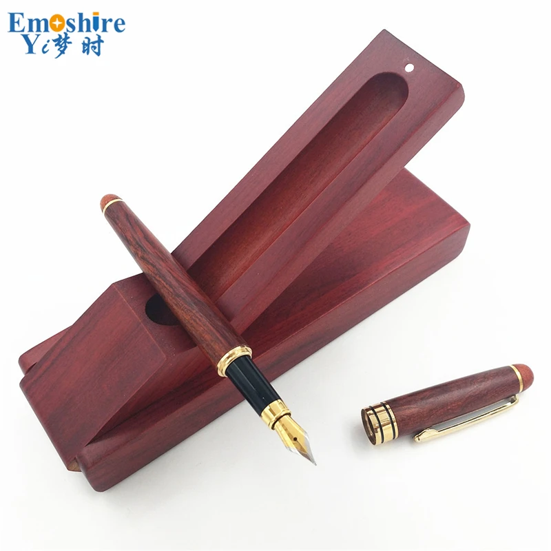Emoshire Wooden Pen Ballpoint Pen Roller Ball Pen Gift Set with Wood Cufflinks (4)