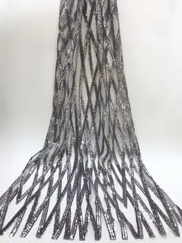 

Silver Net French Lace Material High Quality French Net African Lace Fabric With Sequins Nigerian Wedding African Lace