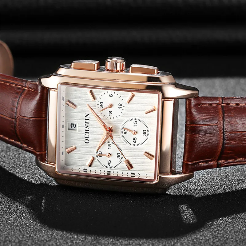  2019 OCHSTIN Military Watch Men Quartz Analog Clock Leather Strap Man Sports Male Watches Army Relo