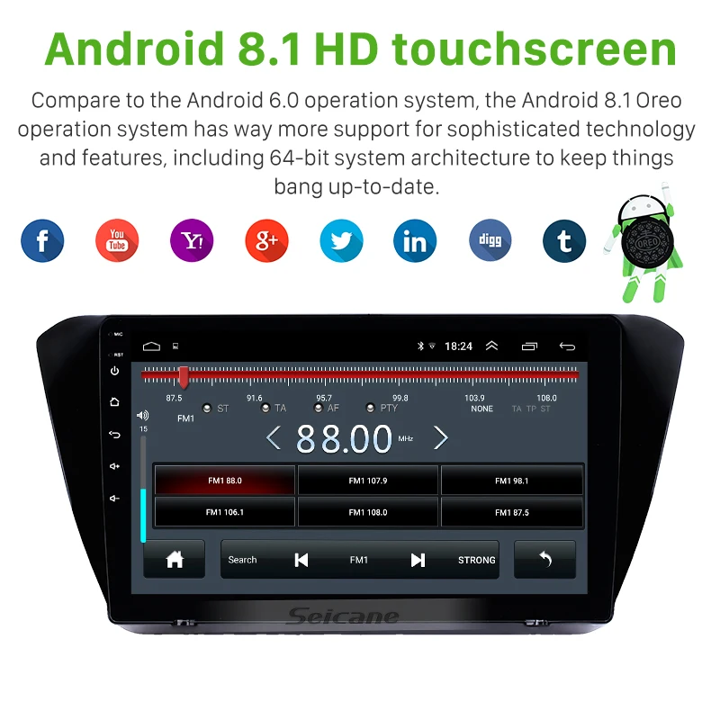 Seicane Android 8,1 2DIN автомобильное головное устройство с радио аудио GPS; Мультимедийный проигрыватель для Skoda Superb- Поддержка USB AUX Bluetooth