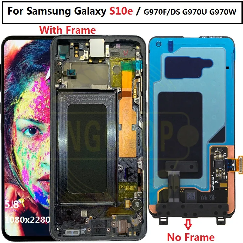 Для samsung Galaxy S10 e lcd G970F/DS G970U G970W SM-G9700 дисплей с рамкой сенсорный экран дигитайзер для samsung S10e lcd