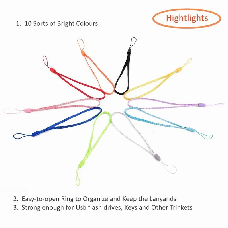 10PCS Portefeuille Hand Grip Lanyard Holder for USB Thumb Drives Keys Phone Strap String Wrist Keychains ID Name Tag Badge Stand (2)