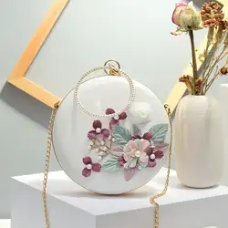 2018 Новый осень-зима сумка дамы маленький круглый сумка с цветами женские цепи сумка Мода клатч