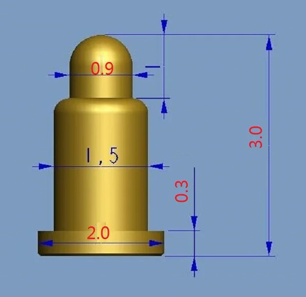 10pcs Ultra small 3u Gold plate spring loaded pogo pin connector Diameter 2.0mm 3.0mm heigth brass material force 50g | Обустройство