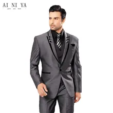 Мужские костюмы, облегающий Свадебный костюм, костюм серого цвета, мужские лучшие мужские свадебные костюмы