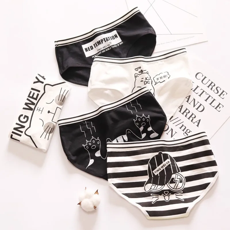 

2pcs/lot Cotton panties women pattern cotton underwear women gril briefs lingerie ladies underpants cartoon female wholesale