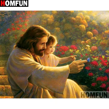 

HOMFUN Full Square/Round Drill 5D DIY Diamond Painting "Religious Jesus" Embroidery Cross Stitch 5D Home Decor Gift A14345