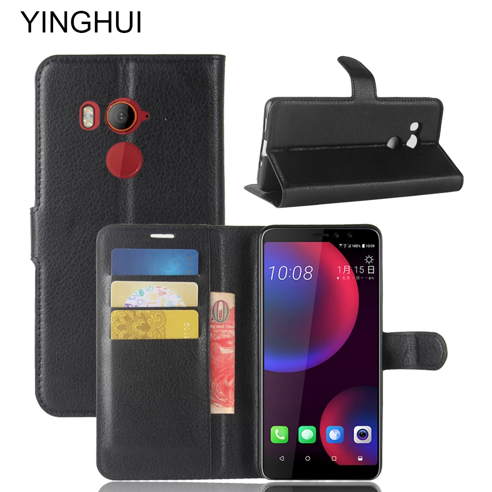 

YINGHUI For HTC U11 EYES Case 6.0" PU Leather Phone Case For HTC U11 Eyes Flip Back Cover Stand Wallet Style Bag