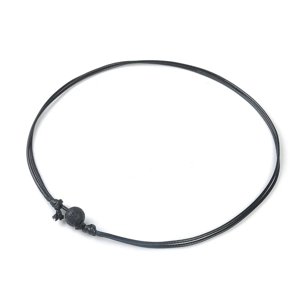 Charm Black Essential Oil Diffuser Necklace Lava Stone Leather Pendant Necklace