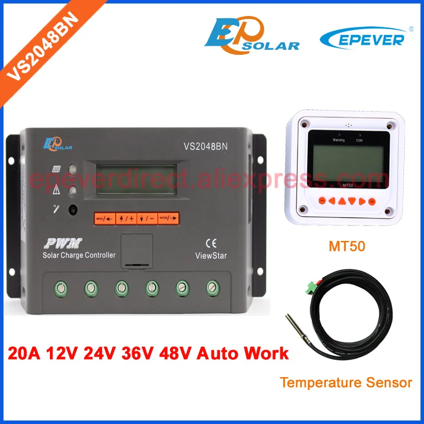 

36V 20A VS2048BN PWM EPEVER New series solar controller LCD display with temperature sensor and MT50 Meter charger regulator