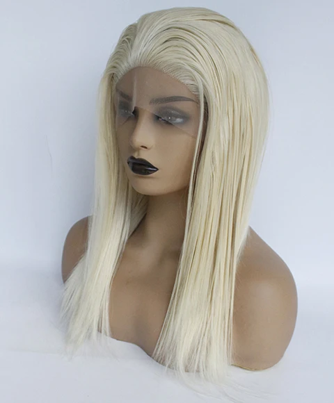 V'NICE платины блондинка парик бесклеевые синтетические волосы на кружеве Искусственные парики с ребенком волос для Белый для женщи