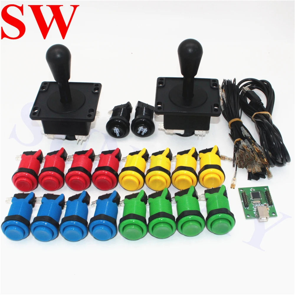 Arcade Game DIY Parts kit for PC Zero Delay USB Control Board with 5Pin Joystick + 16x 30MM and 4x 24MM Buttons Mame Kits Part