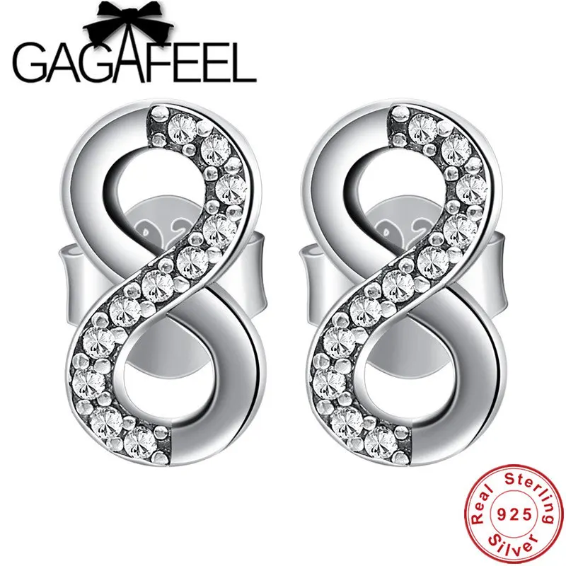 

GAGAFEEL Forever Love Infinity Earrings 925 Sterling Silver Zircon Stone Stud Earrings for Women Fashion Jewelry Accessories