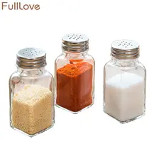 3 шт./лот 4*4*9 см баночка для приправ для соли сахара перца шейкеры прозрачная стеклянная бутылочка для специй контейнер кухонные бутылки, банки и коробки